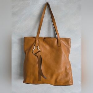 Vince Camuto Plum Leather Tote Tan Shoulder Bag 14x14.5x2.5